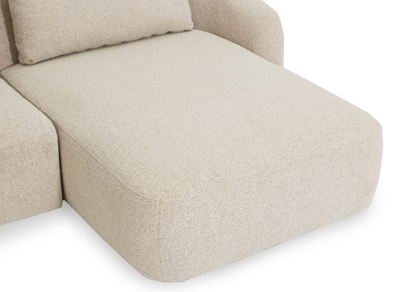 Milano 5-sits Rundad Högervänd L-soffa med Låg Rygg i Beige Boucle - Products - Möbler - Soffa - Divansoffa & schäslongsoffa