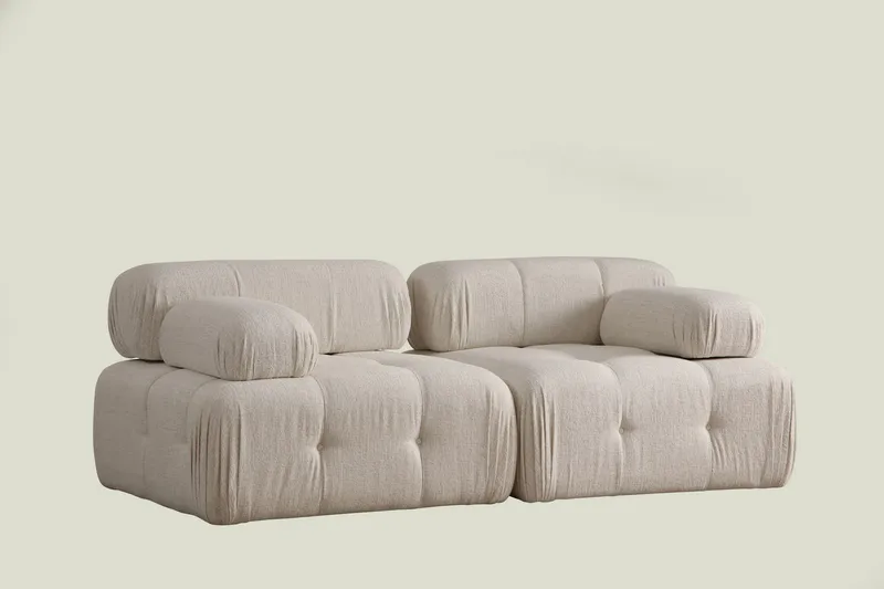 Belgin Bubblig Djup Soffa 2-sits med fasta armstöd - Cream / Beige / Ljus - Products - Möbler - Soffa - Modulsoffa - Komplett modulsoffa