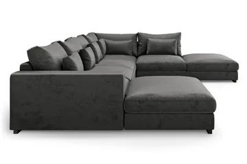 Dubai Stor U Soffa modul med Divan Vänster Sammet Extra djup - Mörkgrå - Products - Möbler - Soffa - Modulsoffa - Komplett modulsoffa