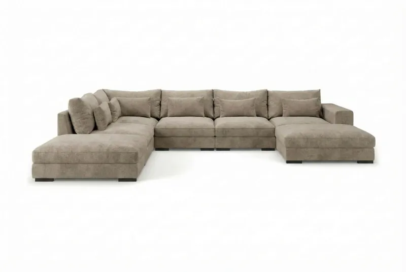 Dubai U-modulsoffa med Divan Höger Extra Djup i Chenille, Brun