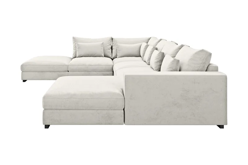 Dubai U-modulsoffa med Divan Höger Sammet Extra Djup - Vit - Products - Möbler - Soffa - Modulsoffa - Komplett modulsoffa