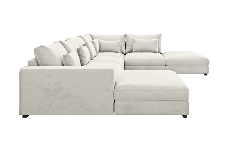 Dubai U-modulsoffa med Divan Vänster Sammet - Vit - Products - Möbler - Soffa - Modulsoffa - Komplett modulsoffa