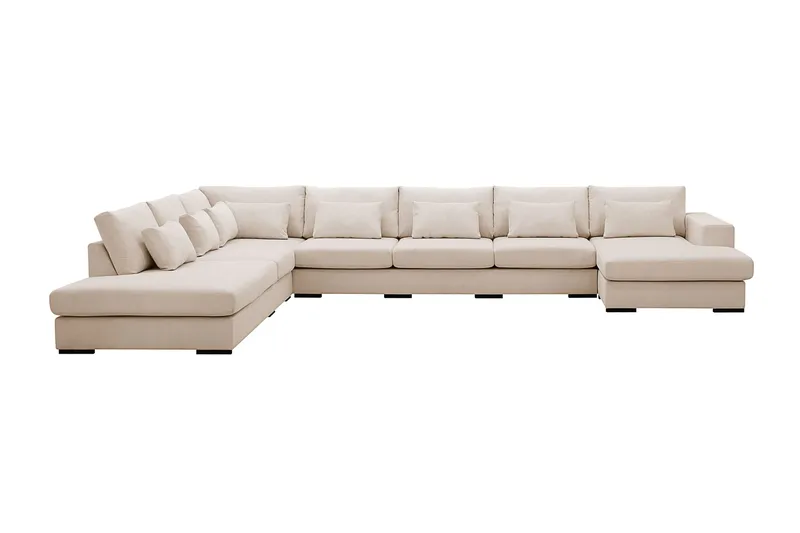 Grande Stor 7-sits U-Soffa med Divan Höger, Beige Manchester