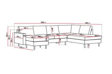 Peppe 4-sits Högervänd U-formad Soffa med Divan och Schäslong i Manchester - Brun - Products - Möbler - Soffa - U-soffa