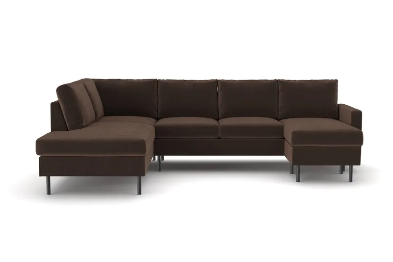 Peppe 4-sits Vänstervänd U-formad Soffa med Divan och Schäslong i Manchester, Brun