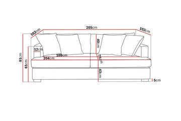 Rossita 3-sits Djup Tygsoffa - Brun - Products - Möbler - Soffa - 3 sits soffa