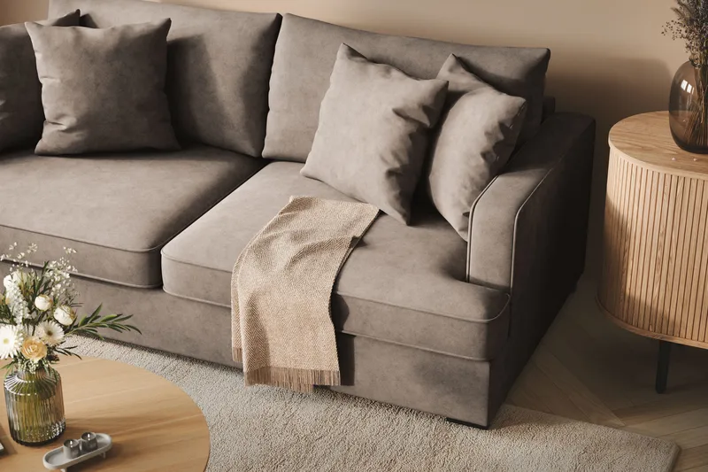 Rossita 3-sits Djup Tygsoffa - Brun - Products - Möbler - Soffa - 3 sits soffa