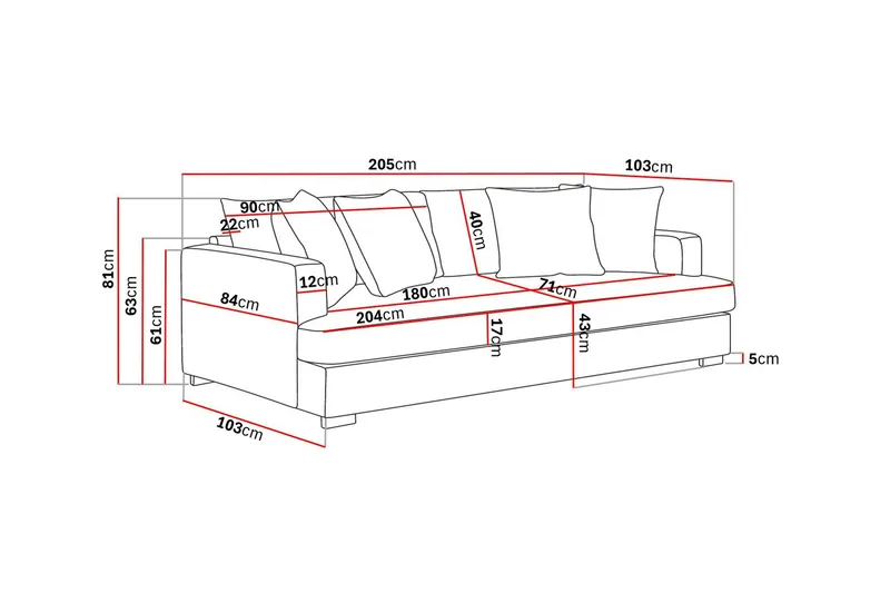 Rossita 3-sits Djup Tygsoffa med hel dyna - Brun - Products - Möbler - Soffa - 3 sits soffa