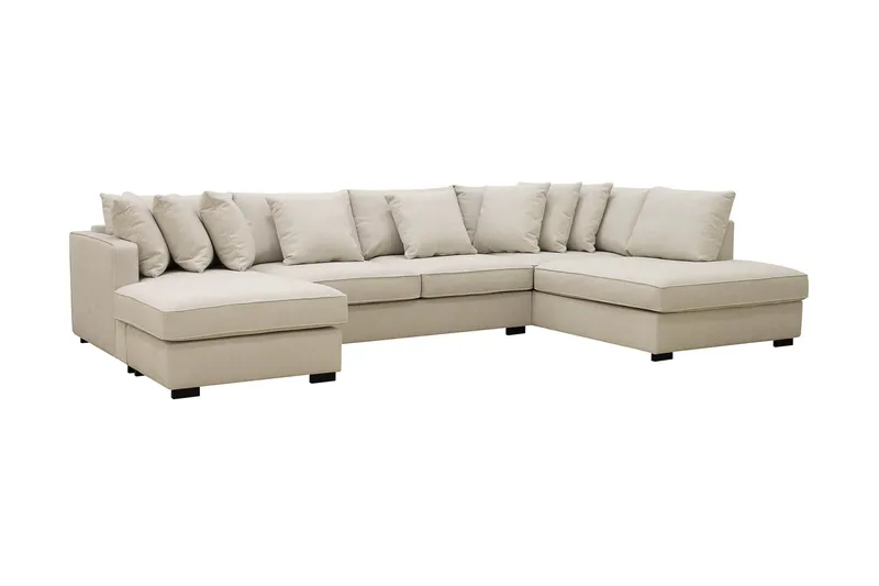 Rossita 5-sits Högervänd U-formad Djup Soffa med Divan och Schäslong i Tyg - Beige - Products - Möbler - Soffa - U-soffa