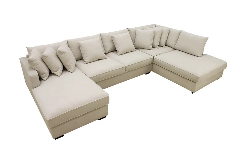 Rossita 5-sits Högervänd U-formad Djup Soffa med Divan och Schäslong i Tyg - Beige - Products - Möbler - Soffa - U-soffa