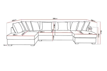 Rossita 5-sits Vänstervänd U-formad Djup Soffa med Divan och Schäslong i Chenille - Grå - Products - Möbler - Soffa - U-soffa