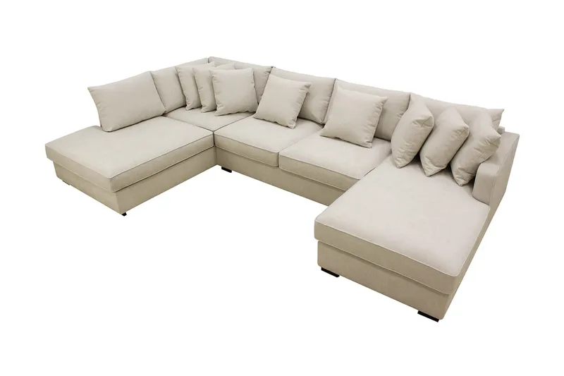 Rossita 5-sits Vänstervänd U-formad Djup Soffa med Divan och Schäslong i Tyg - Beige - Products - Möbler - Soffa - U-soffa