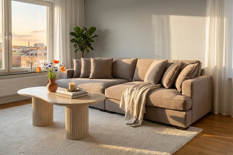 Rossita Lyx 4-sits Extra djup Tygsoffa - Brun - Products - Möbler - Soffa - 4 sits soffa