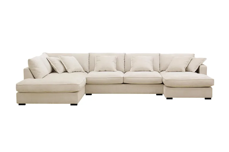Rossita Lyx 5-sits Högervänd U-formad Extra djup Soffa med Divan och Schäslong i Chenille, Beige