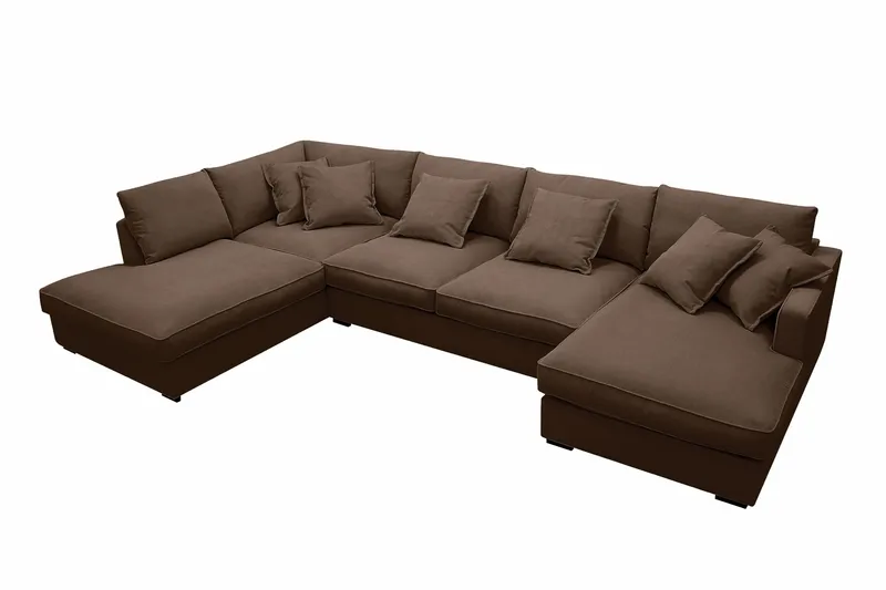 Rossita Lyx 5-sits Högervänd U-formad Extra djup Soffa med Divan och Schäslong i Manchester - Mörkbrun - Products - Möbler - Soffa - U-soffa