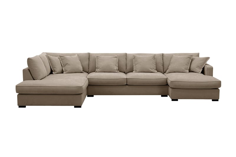 Rossita Lyx 5-sits Högervänd U-formad Extra djup Soffa med Divan och Schäslong i Tyg, Brun