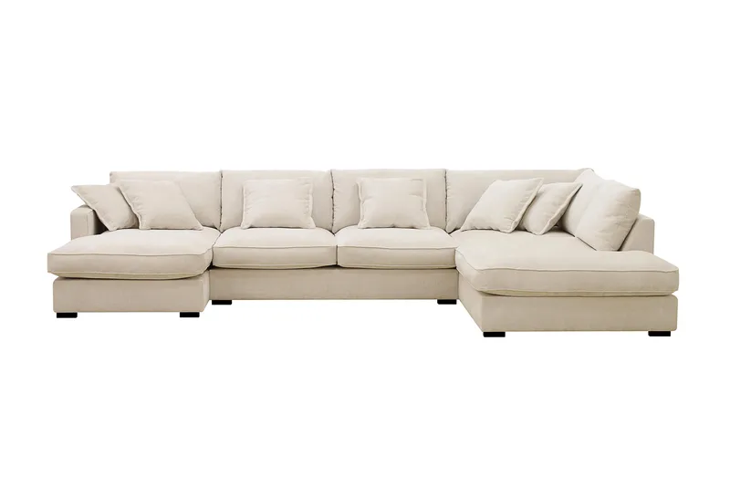 Rossita Lyx 5-sits Vänstervänd U-formad Extra djup Soffa med Divan och Schäslong i Chenille, Beige