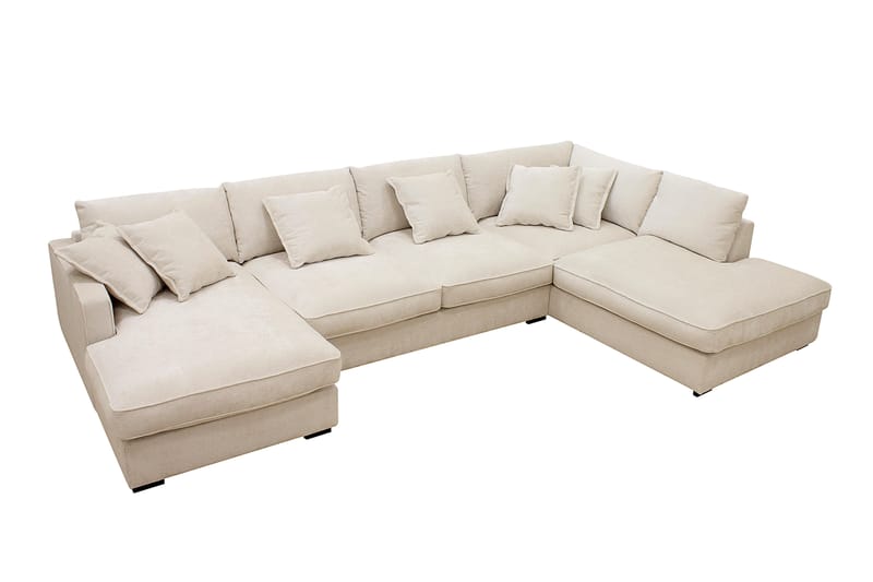 Rossita Lyx 5-sits Vänstervänd U-formad Extra djup Soffa med Divan och Schäslong i Chenille - Beige - Products - Möbler - Soffa - U-soffa