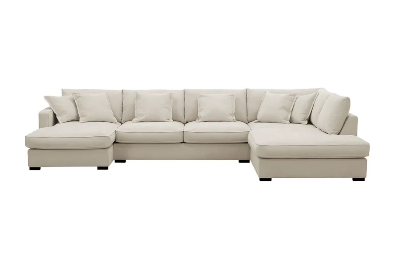 Rossita Lyx 5-sits Vänstervänd U-formad Extra djup Soffa med Divan och Schäslong i Tyg, Beige