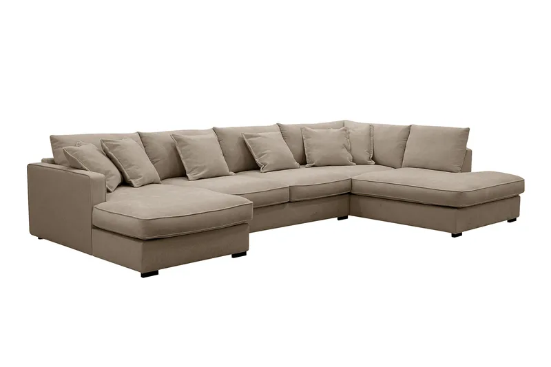 Rossita Lyx 5-sits Vänstervänd U-formad Extra djup Soffa med Divan och Schäslong i Tyg - Brun - Products - Möbler - Soffa - U-soffa