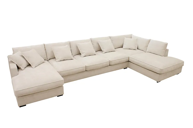 Rossita Lyx 6-sits Vänstervänd U-formad Extra djup Soffa med Divan och Schäslong i Chenille - Beige - Products - Möbler - Soffa - U-soffa