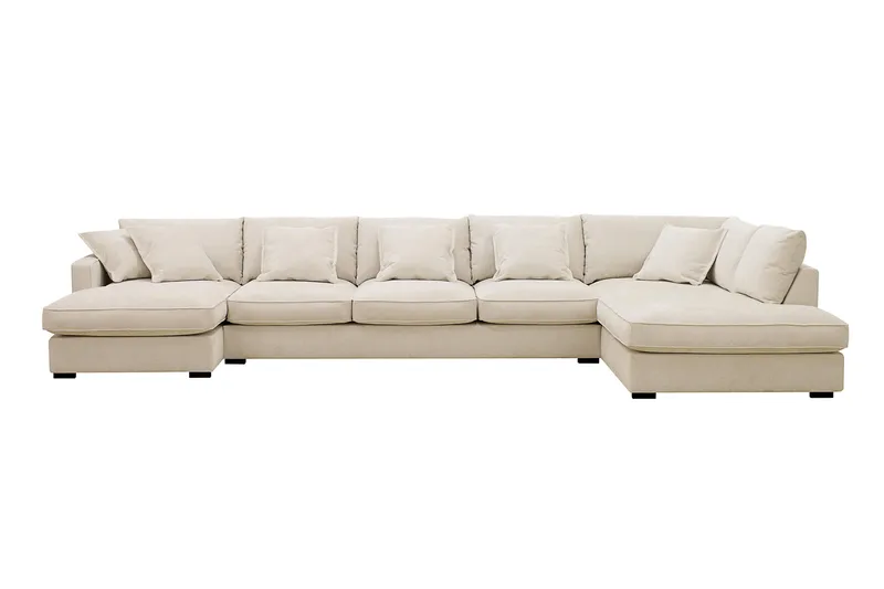 Rossita Lyx 6-sits Vänstervänd U-formad Extra djup Soffa med Divan och Schäslong i Chenille, Beige