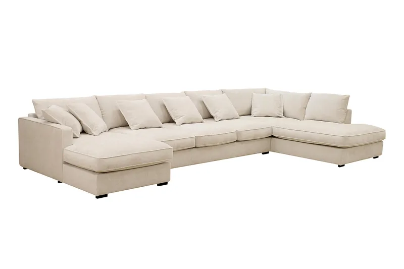 Rossita Lyx 6-sits Vänstervänd U-formad Extra djup Soffa med Divan och Schäslong i Chenille - Beige - Products - Möbler - Soffa - U-soffa