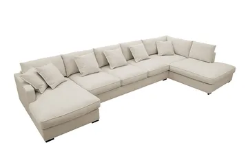 Rossita Lyx 6-sits Vänstervänd U-formad Extra djup Soffa med Divan och Schäslong i Tyg - Beige - Products - Möbler - Soffa - U-soffa