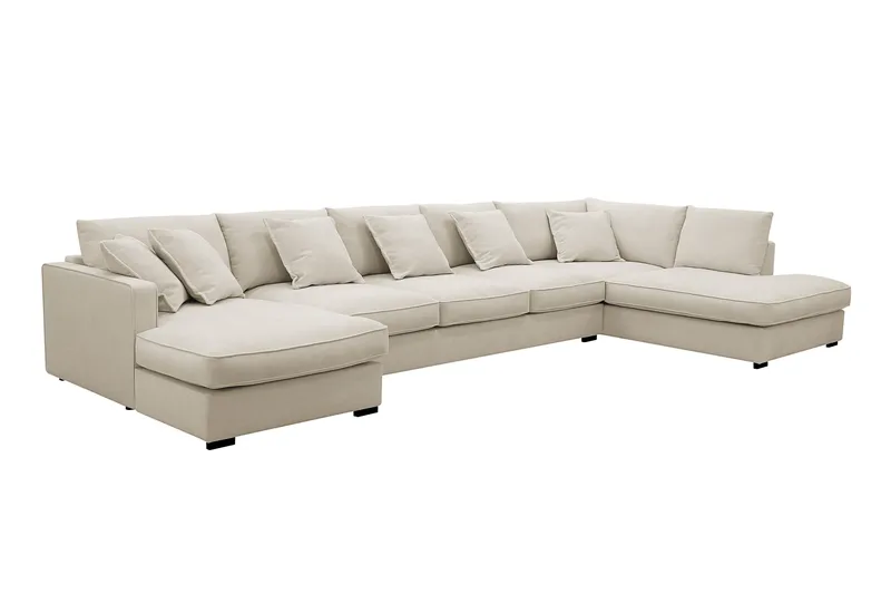 Rossita Lyx 6-sits Vänstervänd U-formad Extra djup Soffa med Divan och Schäslong i Tyg - Beige - Products - Möbler - Soffa - U-soffa