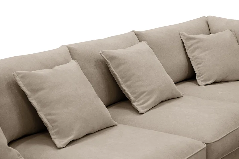 Rossita Lyx 6-sits Vänstervänd U-formad Extra djup Soffa med Divan och Schäslong i Tyg - Brun - Products - Möbler - Soffa - U-soffa