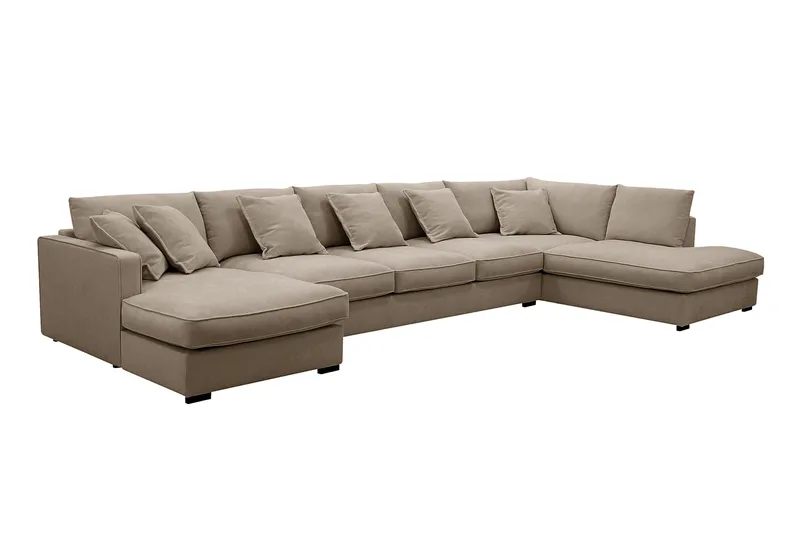 Rossita Lyx 6-sits Vänstervänd U-formad Extra djup Soffa med Divan och Schäslong i Tyg - Brun - Products - Möbler - Soffa - U-soffa