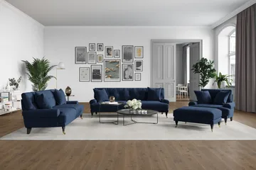 Andrew Soffgrupp 2+1 Sammet - Blå - Products - Möbler - Soffa - Soffgrupp - Howard soffgrupp