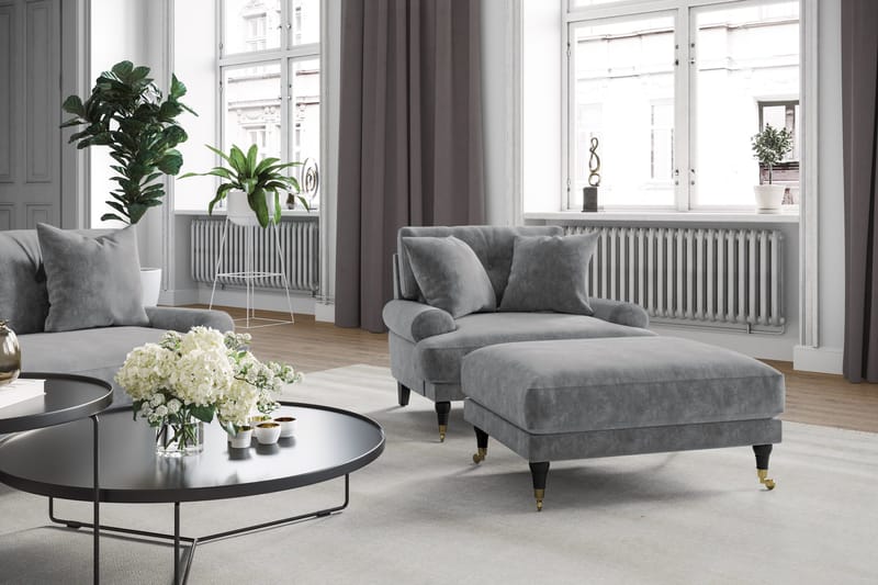 Andrew Soffgrupp 3+2 Sammet - Ljusgrå - Products - Möbler - Soffa - Soffgrupp - Howard soffgrupp