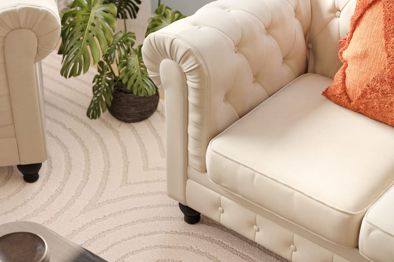Chesterfield Lyx Soffgrupp 2-sits+Fåtölj - Beige - Products - Möbler - Soffa - Soffgrupp - Chesterfield soffgrupp