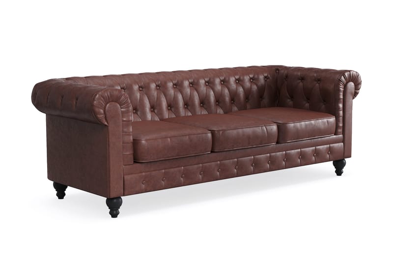 Chesterfield Lyx Soffgrupp 3-sits+2-sits+Fåtölj - Brun - Products - Möbler - Soffa - Soffgrupp - Chesterfield soffgrupp