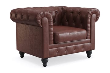 Chesterfield Lyx Soffgrupp 3-sits+2-sits+Fåtölj - Brun - Products - Möbler - Soffa - Soffgrupp - Chesterfield soffgrupp