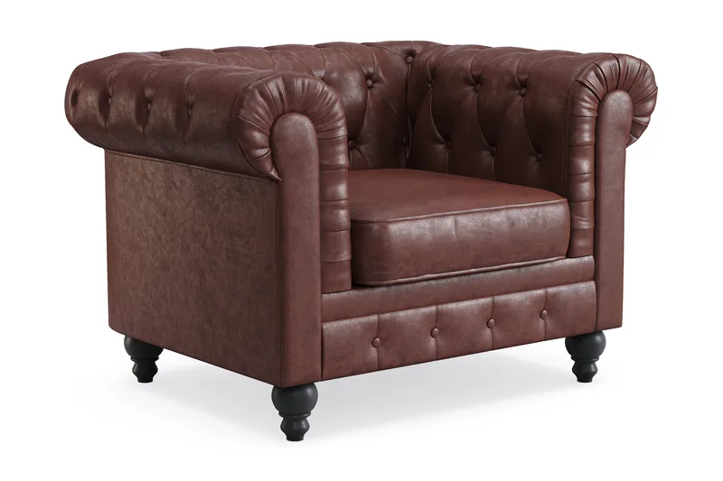 Chesterfield Lyx Soffgrupp 3-sits+2-sits+Fåtölj - Brun - Products - Möbler - Soffa - Soffgrupp - Chesterfield soffgrupp