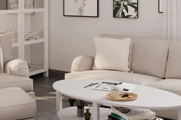 Howard Classic Soffgrupp 3-sits Soffa + Fåtölj + Fotpall i Tyg - Beige - Products - Möbler - Soffa - Soffgrupp - Howard soffgrupp