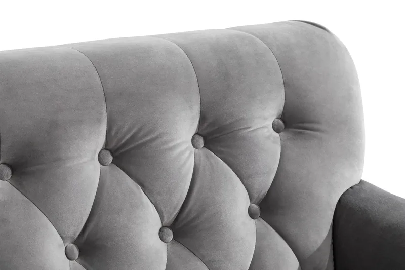 Howard Riviera Soffgrupp 3-sits + 2-sits Soffa + Fåtölj + Fotpall i Sammet - Ljusgrå - Products - Möbler - Soffa - Soffgrupp - Howard soffgrupp