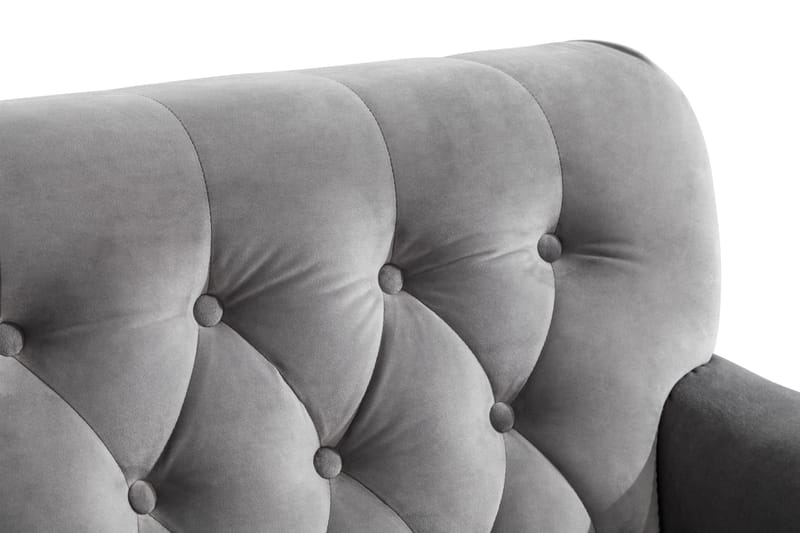Howard Riviera Soffgrupp Svängd 3-sits + 2-sits Soffa + Fåtölj + Fotpall i Sammet - Ljusgrå - Products - Möbler - Soffa - Soffgrupp - Howard soffgrupp