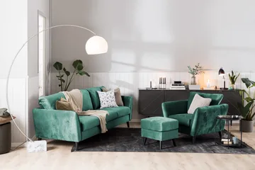 Trend Soffgrupp 3-sits + 2-sits Sammetssoffa - Grön - Products - Möbler - Soffa - Soffgrupp - Howard soffgrupp