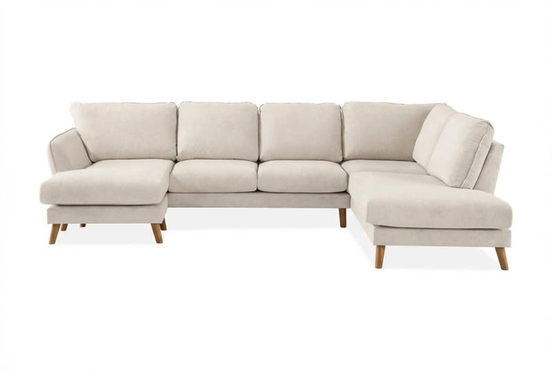Trend Lyx 4-sits Högervänd U-formad Soffa med Divan och Schäslong i Tyg, Beige