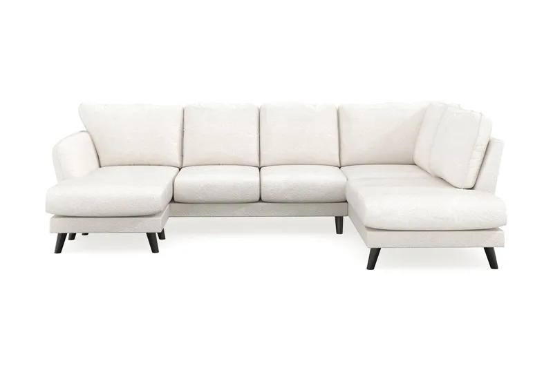 Trend Lyx 4-sits Vänstervänd U-formad Soffa med Divan och Schäslong i Bouclé, Vit