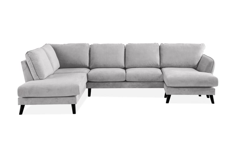 Trend Lyx 4-sits Vänstervänd U-formad Soffa med Divan och Schäslong i Tyg, Ljusgrå