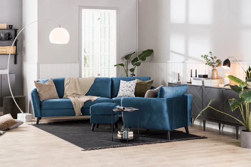 Trend Soffgrupp 3-sits + 2-sits Sammetssoffa - Blå - Products - Möbler - Soffa - Soffgrupp