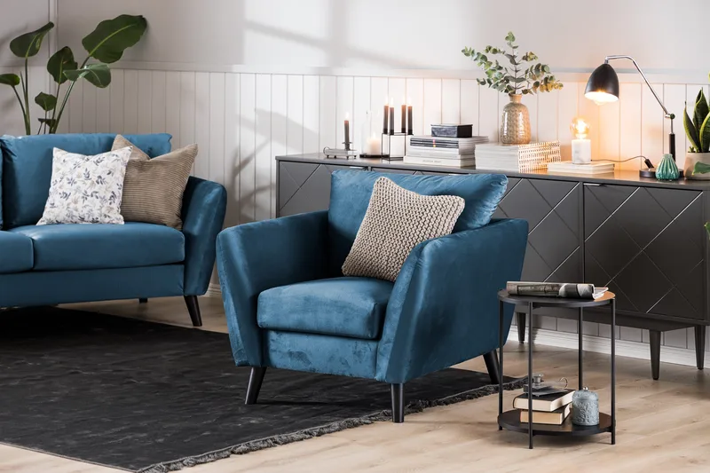 Trend Soffgrupp 3-sits + 2-sits Sammetssoffa - Blå - Products - Möbler - Soffa - Soffgrupp