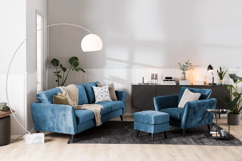 Trend Soffgrupp 3-sits + 2-sits Sammetssoffa - Blå - Products - Möbler - Soffa - Soffgrupp