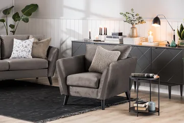 Trend Soffgrupp 3-sits + 2-sits Soffa + Fåtölj + Fotpall i Sammet - Brun - Products - Möbler - Soffa - Soffgrupp