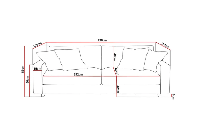 Valencia Extra Djup 3-sits Soffa - Brun - Products - Möbler - Soffa - 3 sits soffa