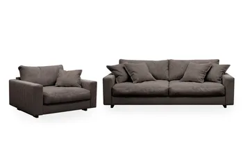 Valencia Soffgrupp Extra Djup 3-sits Soffa + Fåtölj, Brun